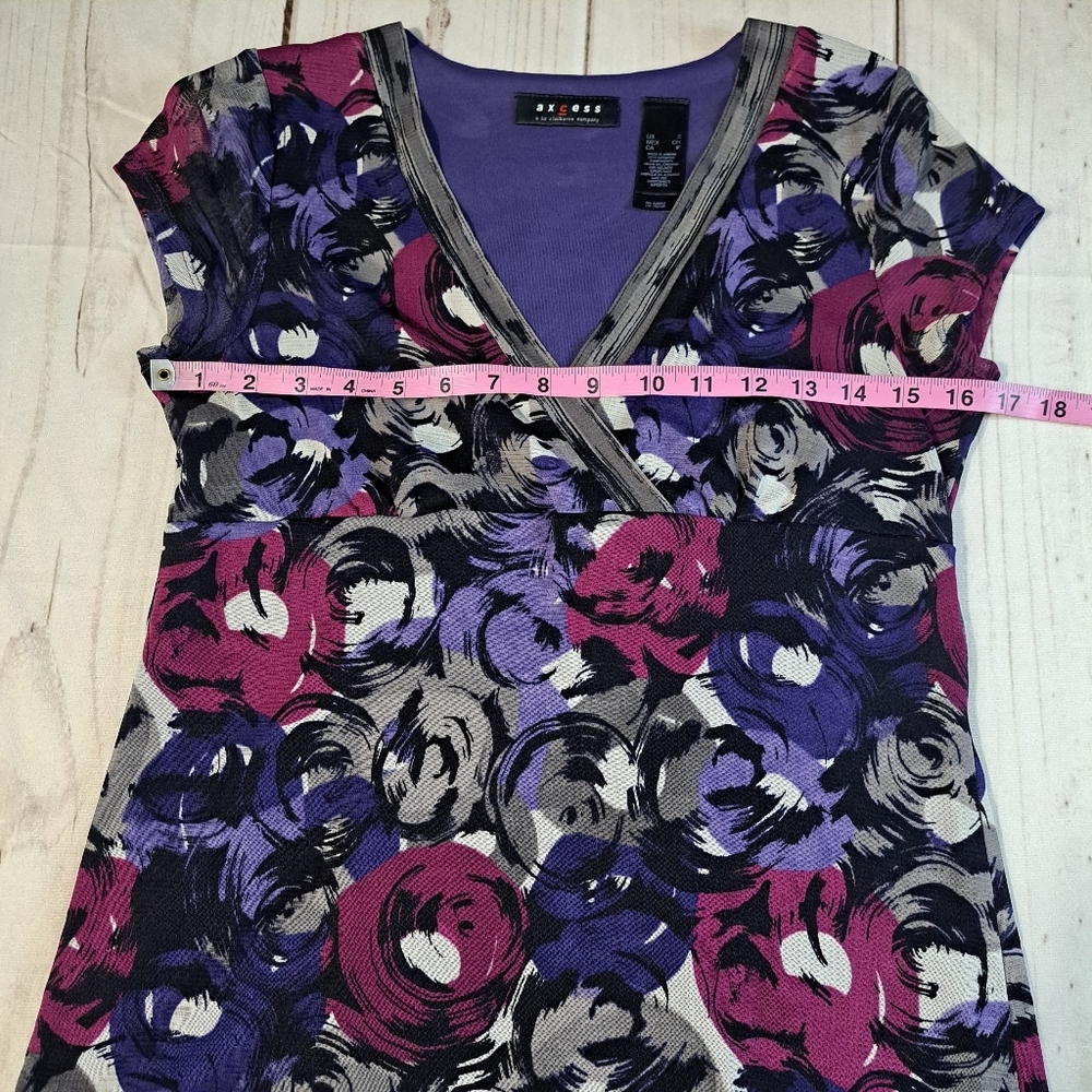 Axcess By Liz Claiborne Purple, Gray, and Pink Top Size Large - Picture 2 of 9